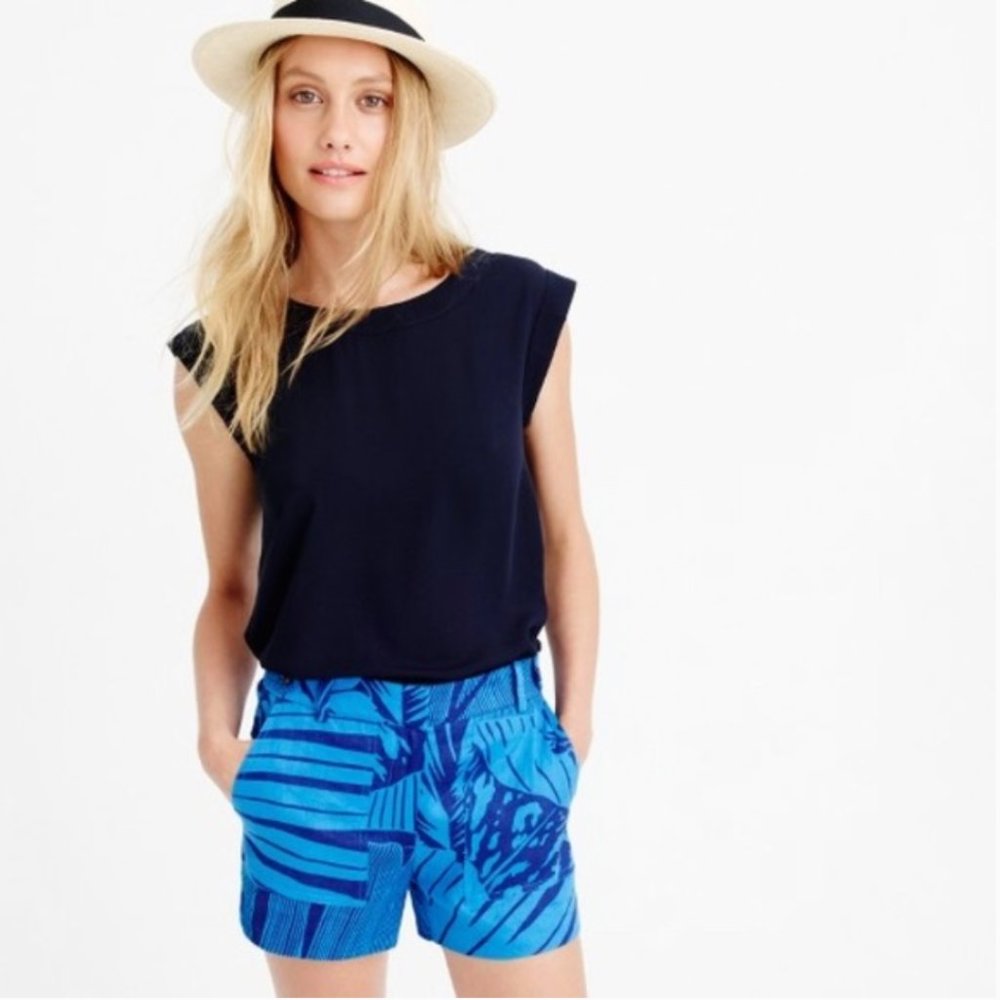 J. Crew F1403 Palm Frond Linen Garden Shorts